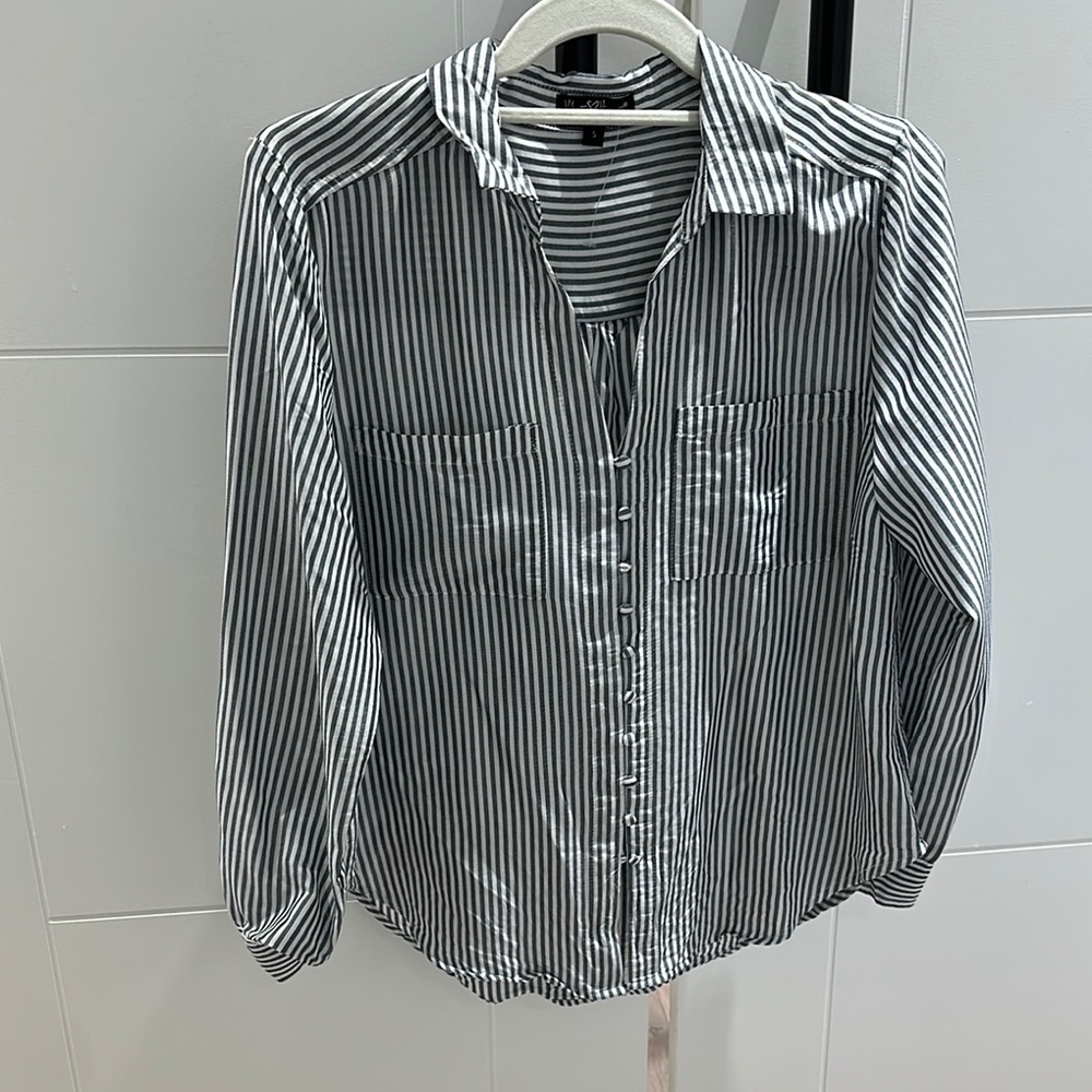 Striped oversized button down shirt